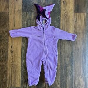 Columbia Infant Fleece Jester Bunting Suit 18M Purple Hooded One-Piece Winter